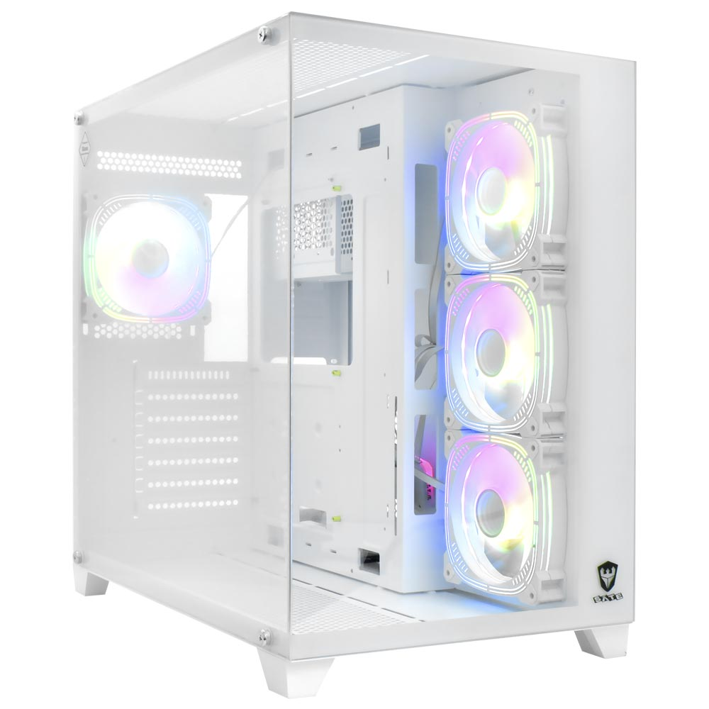 Sate K897 Tempered Glass Panel Full View Desktop ATX / 4 FAN / White GAMING CASE Sate K897 Tempered Glass Panel Full View Desktop ATX / 4 FAN / White GAMING CASE